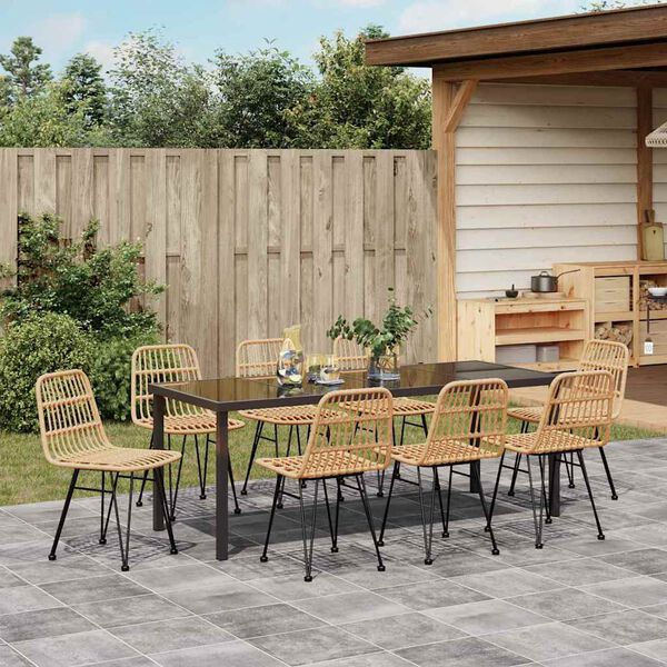 vidaXL Ensemble de salle &agrave; manger pour jardin 9 pcs Marron