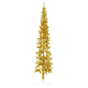 vidaXL Demi sapin de No&euml;l artificiel mince avec support Dor&eacute; 240 cm