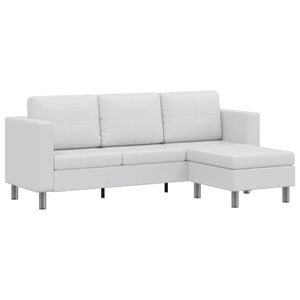 vidaXL Canap&eacute; sectionnel &agrave; 3 places cuir synth&eacute;tique blanc