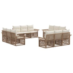 vidaXL Ensemble de canap&eacute; de jardin 12 pc Beige polyrotin