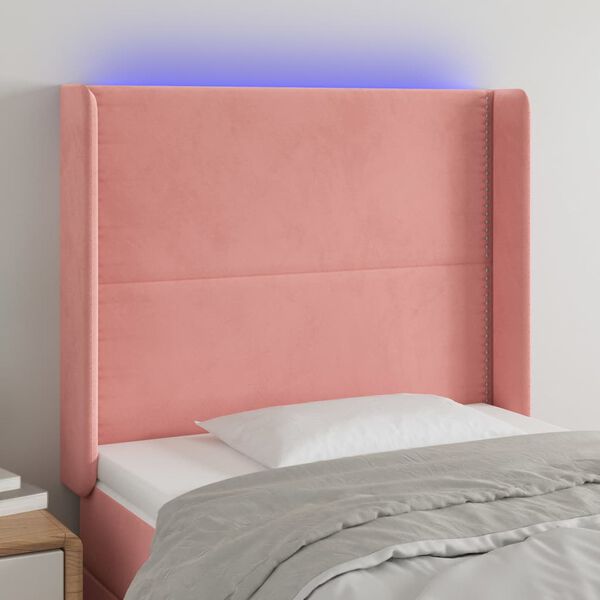 vidaXL T&ecirc;te de lit &agrave; LED Rose 83x16x118/128 cm Velours