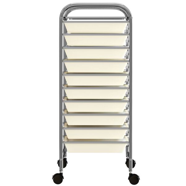 vidaXL Chariot de rangement mobile à 10 tiroirs Blanc Plastique