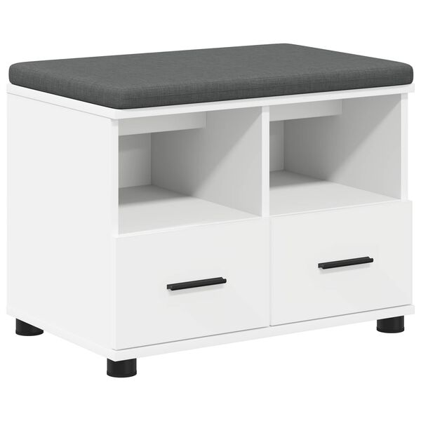 vidaXL Banc d'entr&eacute;e avec coussin avec tiroir Blanc 60 x 38 x 46 cm