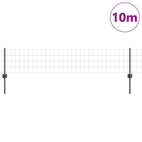 vidaXL Cl&ocirc;ture avec poteau Gris 0,4 x 10 m Acier et PVC