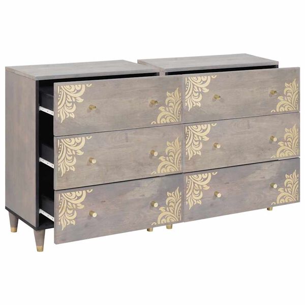 vidaXL Buffet 2 pcs Gris 60 x 33 x 75 cm Bois de mangue massif