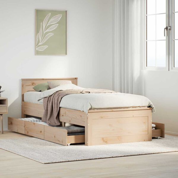 vidaXL Cadre de lit sans matelas avec t&ecirc;te de lit 90x190 cm pin massif