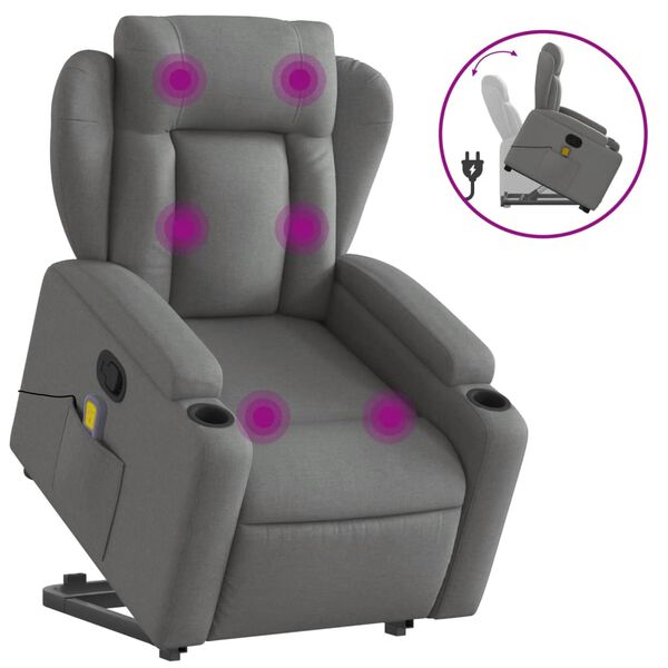 vidaXL Fauteuil de massage inclinable Gris fonc&eacute; Tissu