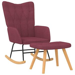 vidaXL Chaise &agrave; bascule avec tabouret Rouge bordeaux Tissu