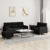 vidaXL Ensemble de canap&eacute;s 3 pcs avec coussins noir tissu