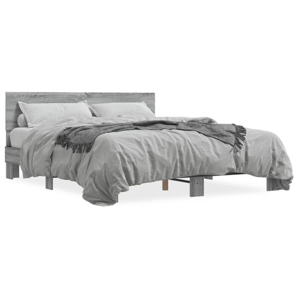 vidaXL Cadre de lit sans matelas sonoma gris 150x200 cm