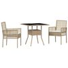 vidaXL Ensemble de salle &agrave; manger pour jardin 3 pc Beige polyrotin