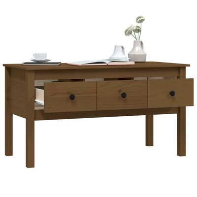 vidaXL Table basse Marron miel 102x49x55 cm Bois massif de pin