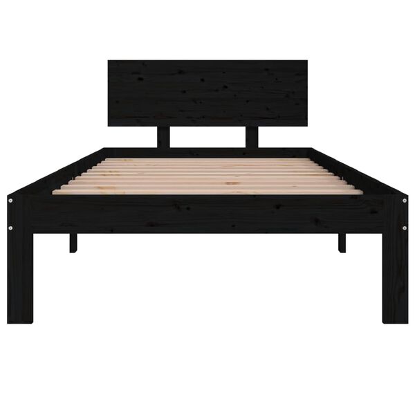 vidaXL Cadre de lit sans matelas noir bois de pin massif 90x200 cm