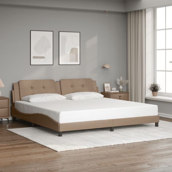 vidaXL Cadre de lit sans matelas Zadar cappuccino 200x200 cm similicuir