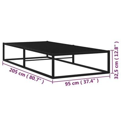 vidaXL Cadre de lit sans matelas noir métal 90x200 cm