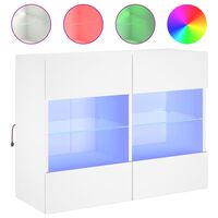 vidaXL Meuble TV mural avec lumières LED blanc 78,5x30x60,5 cm