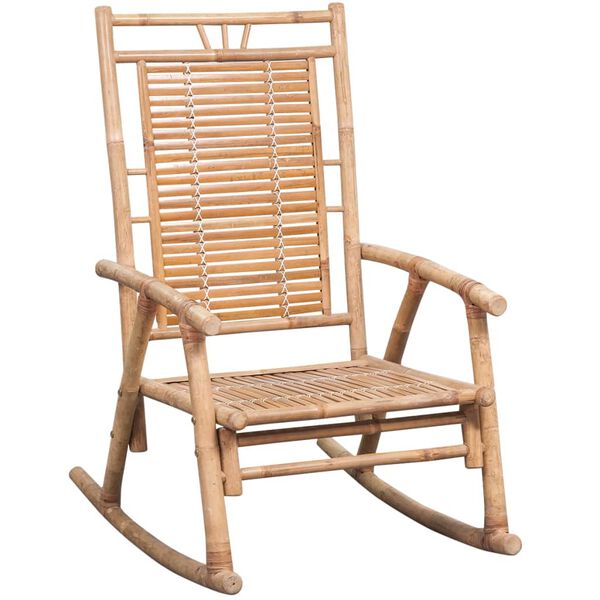 vidaXL Chaise &agrave; bascule avec coussin Bambou