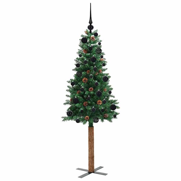 vidaXL Sapin de No&euml;l mince Vert 150 cm PVC et bois de pin massif