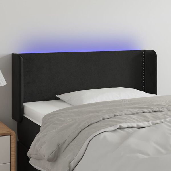 vidaXL T&ecirc;te de lit &agrave; LED Noir 93x16x78/88 cm Velours