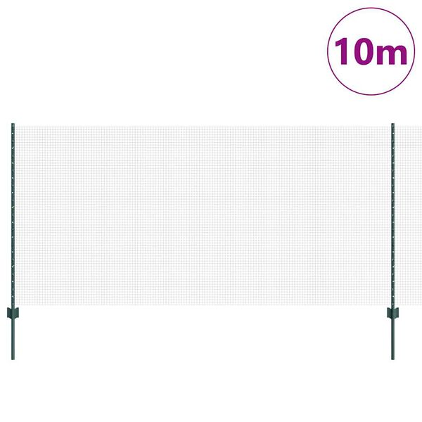 vidaXL Clôture avec poteau Vert 1,2 x 10 m Acier et PVC