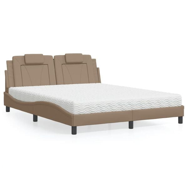 vidaXL Lit Viana avec matelas cappuccino 160x200 cm similicuir