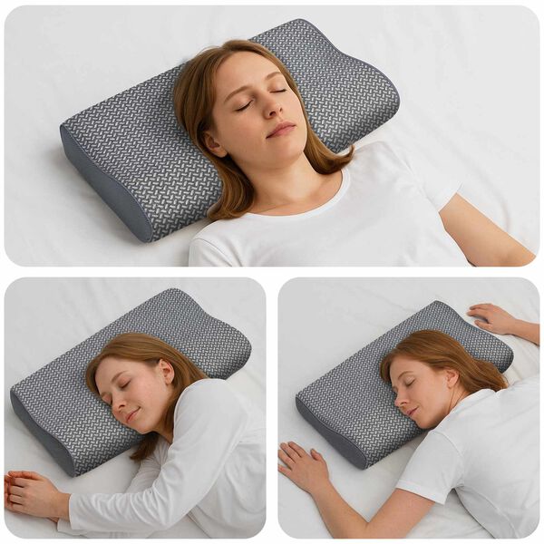 vidaXL Oreiller avec oreiller Gris 60 x 34 x 11 cm Polyester