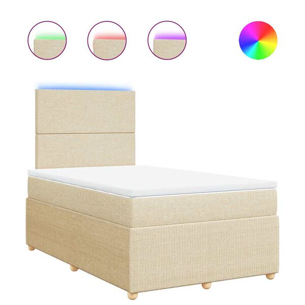 vidaXL Sommier &agrave; lattes de lit avec matelas cr&egrave;me 120x190 cm tissu