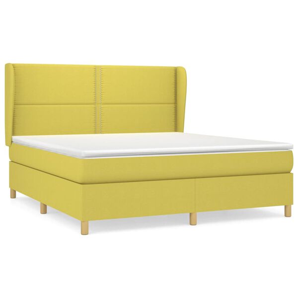vidaXL Sommier &agrave; lattes de lit avec matelas Vert 180x200 cm Tissu