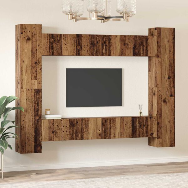vidaXL Ensemble meuble TV 10 pcs Bois ancien 30,5 x 30 x 90 cm