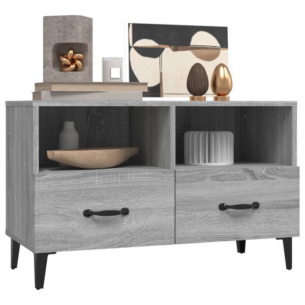 vidaXL Meuble TV Sonoma gris 80x36x50 cm Bois d'ing&eacute;nierie