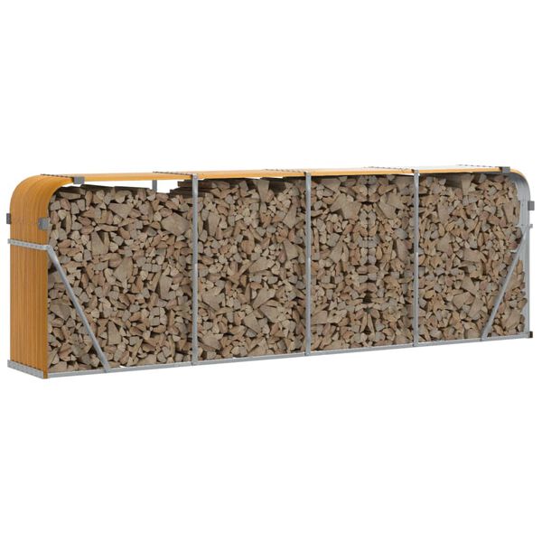 vidaXL Porte-b&ucirc;ches aspect bois 300x45x100 cm acier galvanis&eacute;