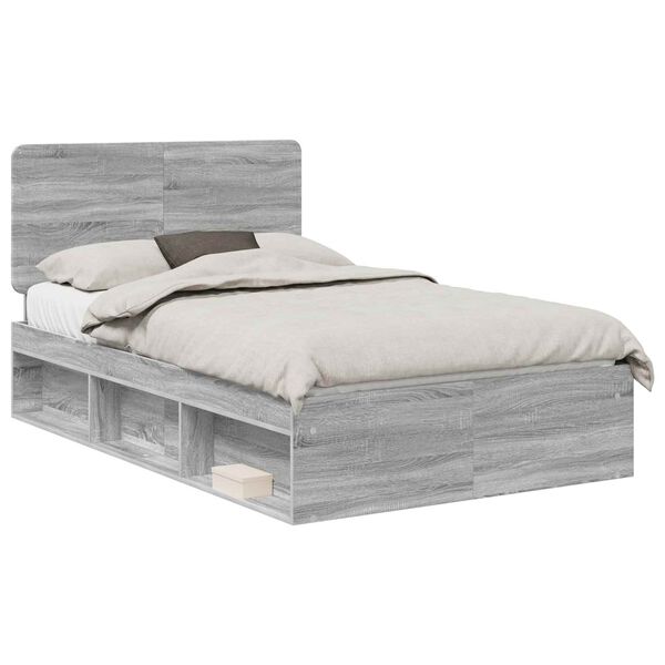 vidaXL Cadre de lit Gris Sonoma 120 x 200 cm Bois de pin massif
