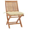 vidaXL Chaises de jardin lot de 2 et coussins blanc cr&egrave;me Teck massif