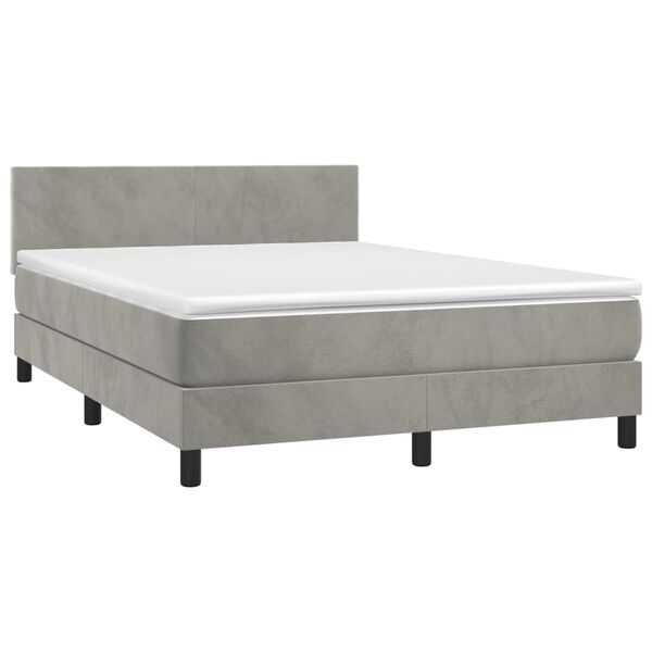 vidaXL Sommier &agrave; lattes de lit avec matelas LED Gris clair 140x190 cm