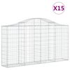 vidaXL Paniers &agrave; gabions arqu&eacute;s 15 pcs 200x30x100/120 cm Fer galvanis&eacute;
