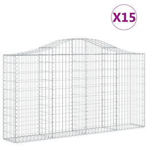 vidaXL Paniers &agrave; gabions arqu&eacute;s 15 pcs 200x30x100/120 cm Fer galvanis&eacute;