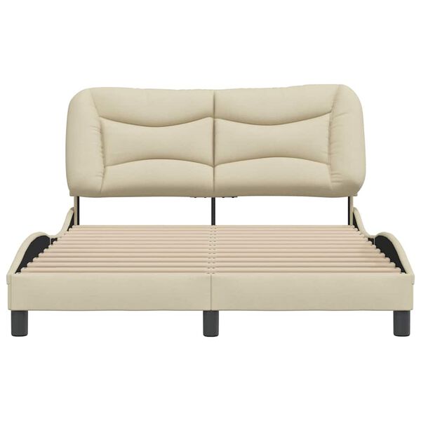 vidaXL Cadre de lit sans matelas Hvar cr&egrave;me 120x200 cm tissu