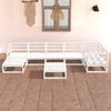 vidaXL Salon de jardin 8 pcs blanc bois de pin massif