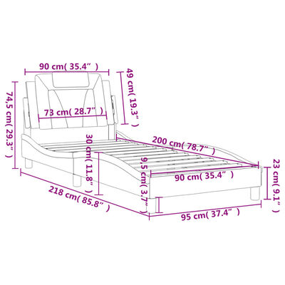 vidaXL Cadre de lit sans matelas blanc 90x200 cm similicuir