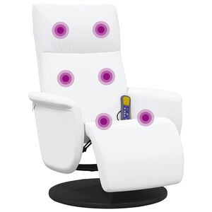 vidaXL Fauteuil inclinable de massage repose-pieds blanc similicuir
