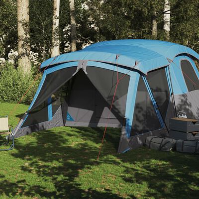 vidaXL Tente de camping avec porche 4 personnes bleu imperméable