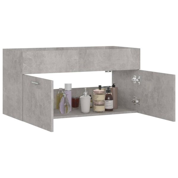 vidaXL Armoire d'&eacute;vier Gris b&eacute;ton 90x38,5x46 cm Bois d&rsquo;ing&eacute;nierie