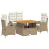 vidaXL Ensemble &agrave; manger de jardin coussins 4 pcs beige r&eacute;sine tress&eacute;e
