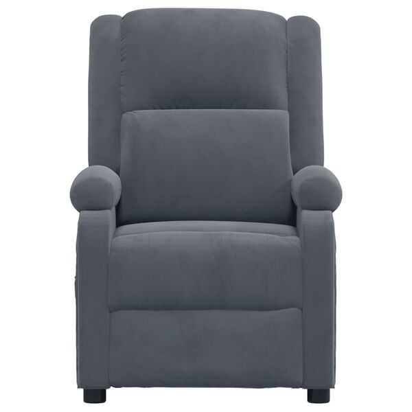 vidaXL Fauteuil de massage Gris fonc&eacute; velours