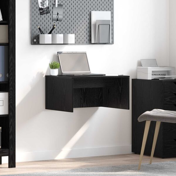vidaXL Bureau mural Ch&ecirc;ne noir 60 x 45 x 30 cm Bois d'ing&eacute;nierie