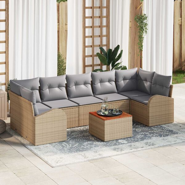 vidaXL Ensemble de canap&eacute; de jardin 8 pcs beige et gris clair