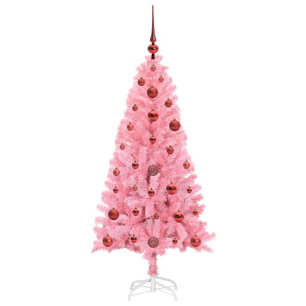 vidaXL Sapin de Noël avec 150 LED avec support Rose 120 cm PVC
