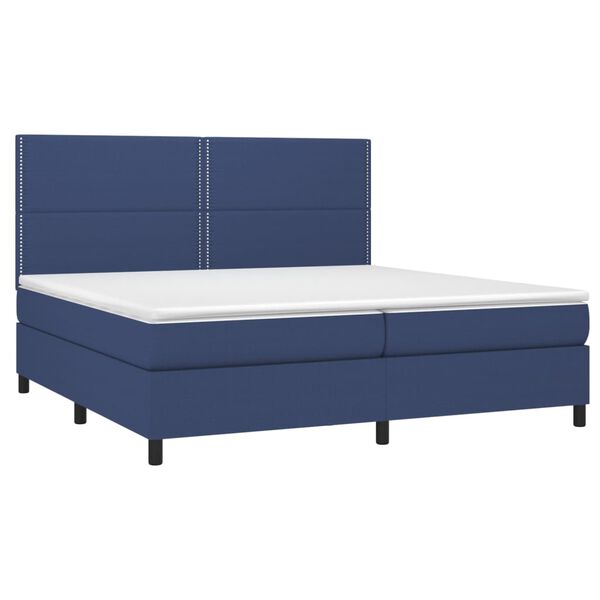 vidaXL Sommier &agrave; lattes de lit avec matelas Bleu 200x200 cm Tissu