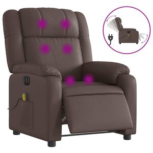 vidaXL Fauteuil de massage inclinable &eacute;lectrique marron similicuir