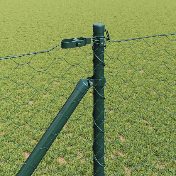vidaXL Poteau de cl&ocirc;ture. Vert 50 x 1 m (maille de 50 mm) Acier et PVC